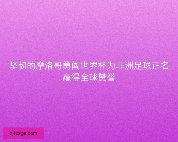 坚韧的摩洛哥勇闯世界杯为非洲足球正名赢得全球赞誉