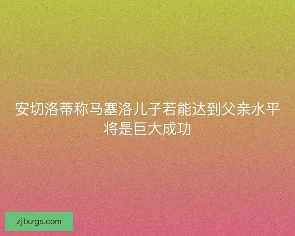 安切洛蒂称马塞洛儿子若能达到父亲水平将是巨大成功
